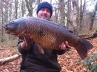 Nick Howard 21lbs 8oz Common Carp, Mainline.. caught on a new rig, stiff hinged boom, chod, size 8 hook, white cell popup.