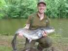 43lbs 12oz Catfish (Wels) from Etang de Cosse using Mackerel.. Caught in open water using 3.5tc Century NG, 40lbs Braid, 3oz lead to 45lbs Kryston Quicksilver braid and size 2 ESP hook.