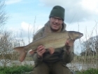 12lbs 6oz Barbel from River Trent. River looking good after recent rain. Arrived at 10.30pm and took the fish ok my 2nd cast which was down side of overhanging tree. Fish fought like a demon & was