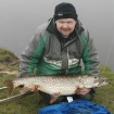 Simon Robson 22lbs 6oz Pike from River Ure using Smelt.. Legered Smelt - fished with an ounce egg sinker, 18" wire trace and a size 8 VB double hook