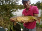 Steven Spilsbury 19lbs 3oz carp from Pool Hall Fisheries using dynamite baits.. well i was landing a fish for me dad just bout to land it and mine screemed off a 1 toner this was my first fish of the