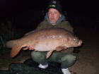 20lbs 1oz mirror carp from Lakeside Country Park. double home made boilie,on simple rig with lead clip,