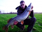 11lbs 6oz Pike from River Stour. Caught using a shallow diving small pink lure, Very slowly retrieved from the far bank. fish struck once and failed to hook. then on the next cast it hit the lure